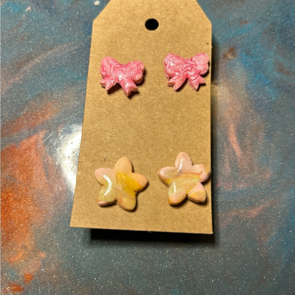 Star and Bow Earrings Set NWOT